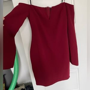 Wine berry red bodycon long sleeve off shoulder lulu’s dress